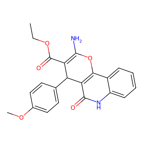 ethyl 2-amino-4-(4-methoxyphenyl)-5-oxo-5,6-dihydro-4H-pyrano[3,2-c]quinoline-3-carboxylate structure