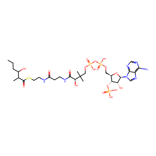 3-Hydroxy-2-methylhexanoyl-CoA structure
