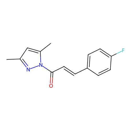 (2E)-1-(3,5-dimethyl-1H-pyrazol-1-yl)-3-(4-fluorophenyl)prop-2-en-1-one structure