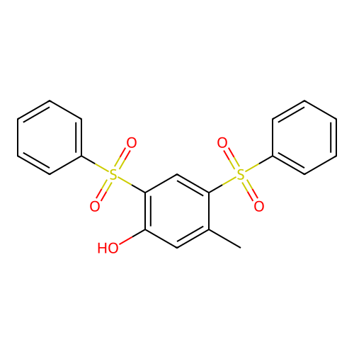 Phenol, 5-methyl-2,4-bis(phenylsulfonyl)- structure