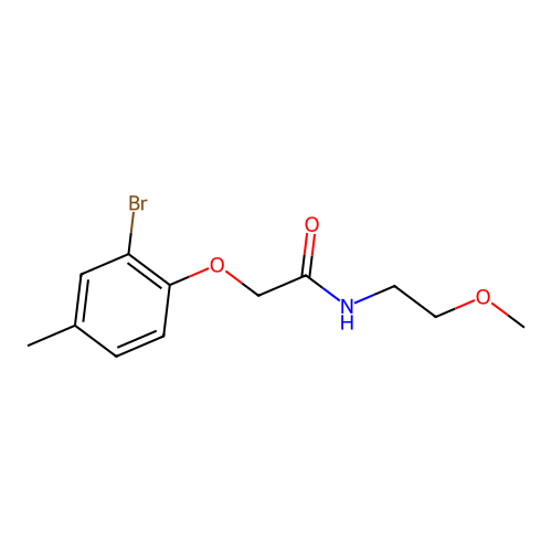 2-(2-bromo-4-methylphenoxy)-N-(2-methoxyethyl)acetamide structure
