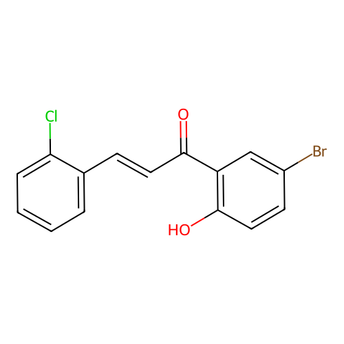 (2E)-1-(5-bromo-2-hydroxyphenyl)-3-(2-chlorophenyl)prop-2-en-1-one structure