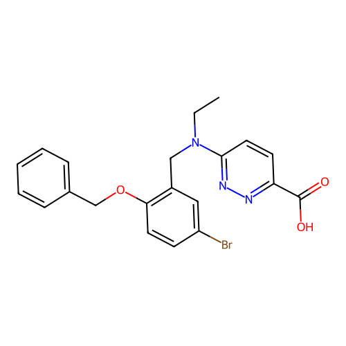 6-[N-(2-benzyloxy-5-bromobenzyl)-N-ethylamino]pyridazine-3-carboxylic acid structure