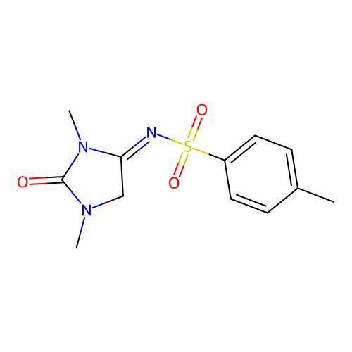 (NE)-N-(1,3-dimethyl-2-oxoimidazolidin-4-ylidene)-4-methylbenzenesulfonamide structure