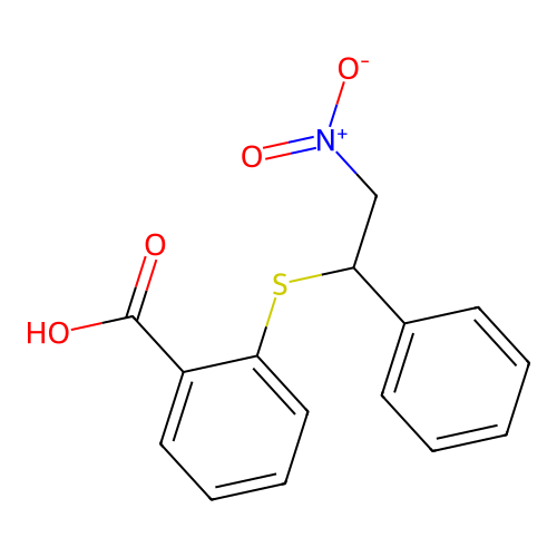 Benzoic acid, 2-[(2-nitro-1-phenylethyl)thio]- structure