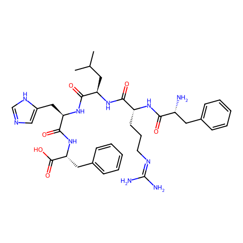 H-D-Phe-D-Arg-D-Leu-D-His-D-Phe-OH structure