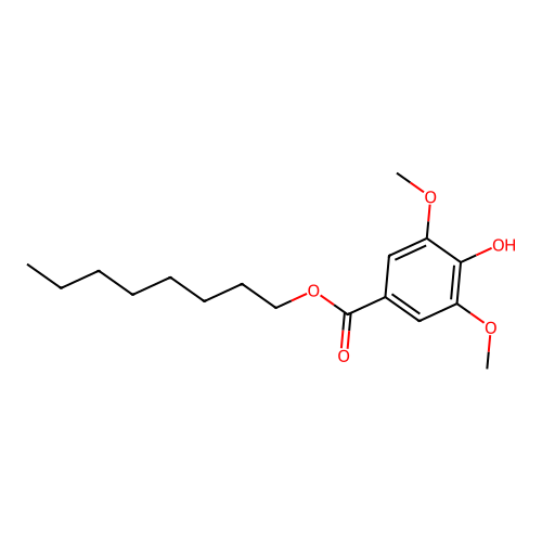 Benzoic acid, 4-hydroxy-3,5-dimethoxy-, octyl ester structure
