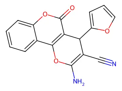 2-amino-4-(furan-2-yl)-5-oxo-4H,5H-pyrano[3,2-c]chromene-3-carbonitrile structure