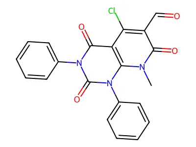 5-chloro-8-methyl-2,4,7-trioxo-1,3-diphenylpyrido[2,3-d]pyrimidine-6-carbaldehyde structure