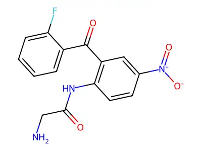 2-amino-N-[2-(2-fluorobenzoyl)-4-nitrophenyl]acetamide structure