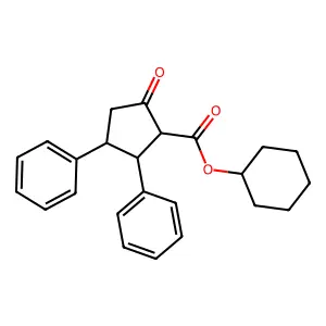 Cyclopentanecarboxylic acid, 5-oxo-2,3-diphenyl-, cyclohexyl ester structure