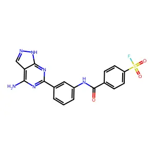 4-[[3-(4-amino-1H-pyrazolo[3,4-d]pyrimidin-6-yl)phenyl]carbamoyl]benzenesulfonyl fluoride structure