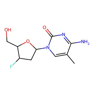 2',3'-Dideoxy-3'-fluoro-5-methyl-cytidine structure