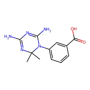 3-(4,6-Diamino-2,2-dimethyl-2H-[1,3,5]triazin-1-yl)-benzoic acid structure