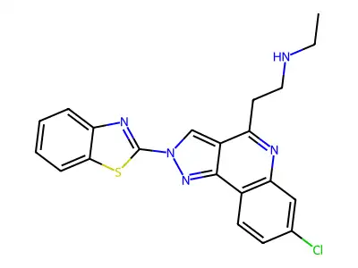 2H-Pyrazolo(4,3-c)quinoline-4-ethanamine, 2-(2-benzothiazolyl)-7-chloro-N-ethyl- structure