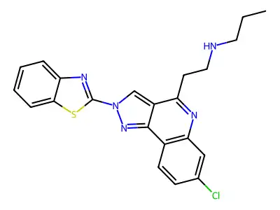 2H-Pyrazolo(4,3-c)quinoline-4-ethanamine, 2-(2-benzothiazolyl)-7-chloro-N-propyl- structure