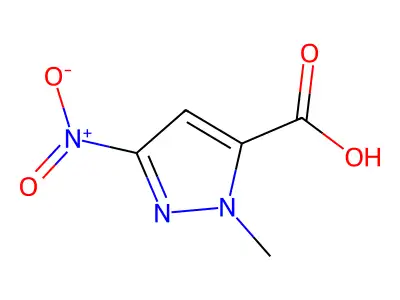 1-methyl-3-nitro-1H-pyrazole-5-carboxylic acid structure