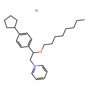 Pyridinium, 1-(p-cyclopentyl-beta-(octyloxy)phenethyl)-, bromide structure