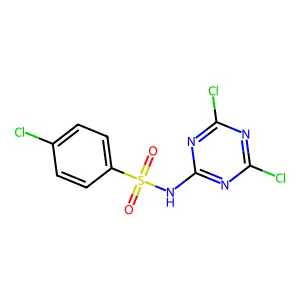 4-chloro-N-(4,6-dichloro-1,3,5-triazin-2-yl)benzenesulfonamide structure