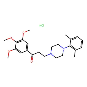 Propiophenone, 3',4',5'-trimethoxy-3-(4-(2,6-xylyl)piperazinyl)-, hydrochloride structure