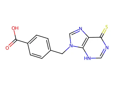 4-[(6-sulfanylidene-3H-purin-9-yl)methyl]benzoic acid structure