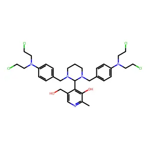 4-[1,3-bis[[4-[bis(2-chloroethyl)amino]phenyl]methyl]-1,3-diazinan-2-yl]-5-(hydroxymethyl)-2-methylpyridin-3-ol structure