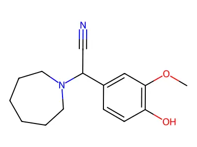 2-(Azepan-1-yl)-2-(4-hydroxy-3-methoxyphenyl)acetonitrile structure