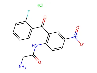2-Amino-2'-(o-fluorobenzoyl)-4'-nitroacetanilide hydrochloride structure
