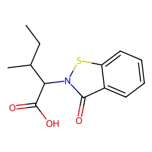 (2S,3S)-3-methyl-2-(3-oxo-1,2-benzothiazol-2-yl)pentanoic acid structure