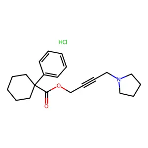 Cyclohexanecarboxylic acid, 1-phenyl-, 4-(1-pyrrolidinyl)-2-butynyl ester, hydrochloride structure