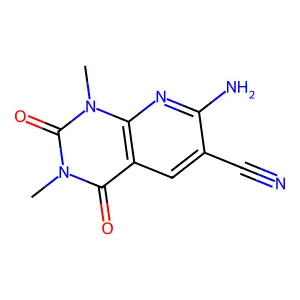 7-amino-1,3-dimethyl-2,4-dioxo-1,2,3,4-tetrahydropyrido[2,3-d]pyrimidine-6-carbonitrile structure