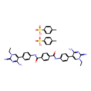 Pyrimidinium, 5,5'-(terephthaloylbis(imino-p-phenylene))bis(2,4-diamino-1-ethyl-, di-p-toluenesulfonate structure