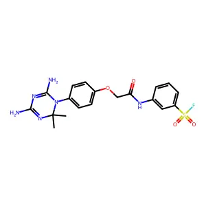 Benzenesulfonyl fluoride, 3-(((4-(4,6-diamino-2,2-dimethyl-1,3,5-triazin-1(2H)-yl)phenoxy)acetyl)amino)- structure