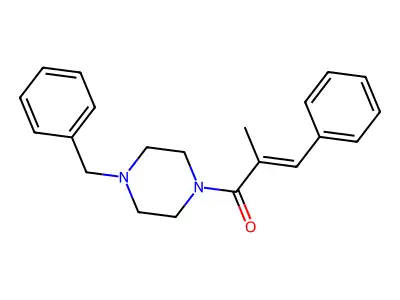 Piperazine, 1-(2-methyl-1-oxo-3-phenyl-2-propenyl)-4-(phenylmethyl)-, (E)- structure