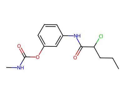 Valeranilide, 2-chloro-3'-hydroxy-, methylcarbamate (ester) structure