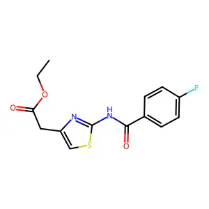 [2-(4-Fluoro-benzoylamino)-thiazol-4-yl]-acetic acid ethyl ester structure