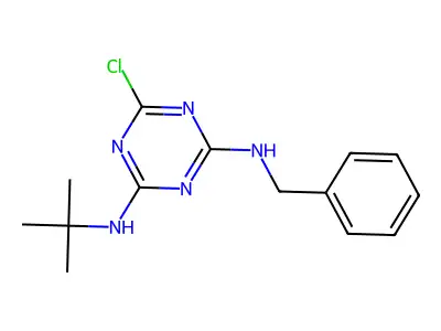 N-benzyl-N'-(tert-butyl)-6-chloro-1,3,5-triazine-2,4-diamine structure