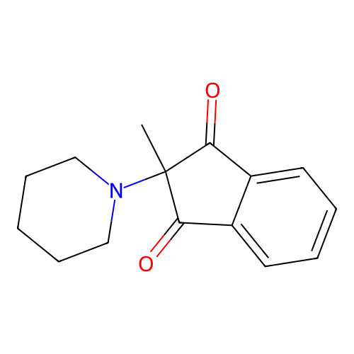 2-methyl-2-(1-piperidinyl)-1H-indene-1,3(2H)-dione structure