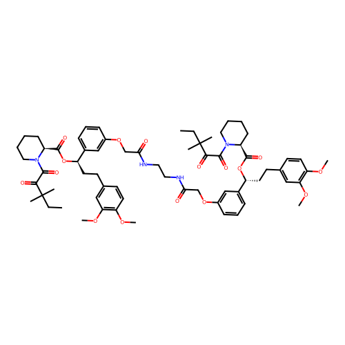 (1R)-3-(3,4-dimethoxyphenyl)-1-[3-({[2-(2-{3-[(1R)-3-(3,4-dimethoxyphenyl)-1-[(2S)-1-(3,3-dimethyl-2-oxopentanoyl)piperidine-2-carbonyloxy]propyl]phenoxy}acetamido)ethyl]carbamoyl}methoxy)phenyl]propyl (2S)-1-(3,3-dimethyl-2-oxopentanoyl)piperidine-2-carboxylate structure