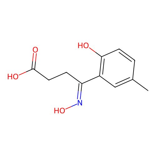 4-Hydroxyimino-4-(2-hydroxy-5-methylphenyl)butanoic acid structure