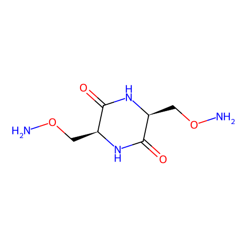 (3S,6S)-3,6-bis(aminooxymethyl)piperazine-2,5-dione structure