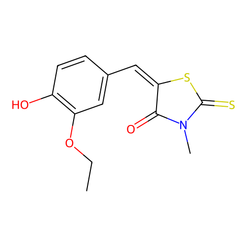 (5E)-5-[(3-ethoxy-4-hydroxyphenyl)methylidene]-3-methyl-2-sulfanylidene-1,3-thiazolidin-4-one structure