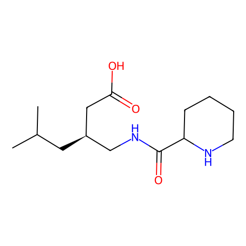(3S)-5-Methyl-3-{[(piperidin-2-yl)formamido]methyl}hexanoic acid structure