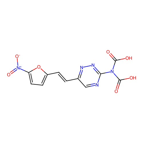 Acetamide, N-acetyl-N-(6-(2-(5-nitro-2-furanyl)ethenyl)-1,2,4-triazin-2-yl)- structure