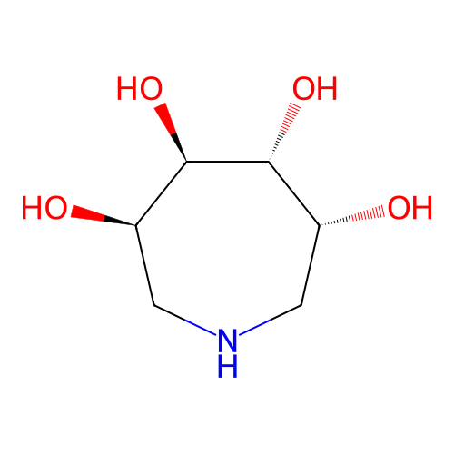 (3R,4R,5R,6R)-hexahydro-3,4,5,6-tetrahydroxy-1H-azepine structure