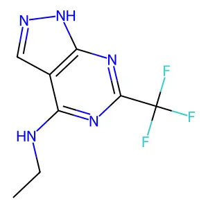 N-ethyl-6-(trifluoromethyl)-1H-pyrazolo[5,4-d]pyrimidin-4-amine structure