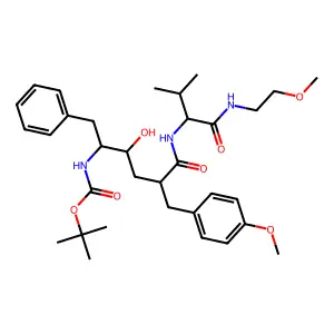 [(1S,2S,4R)-2-Hydroxy-5-[[(S)-2-methyl-1-[[(2-methoxyethyl)amino]carbonyl]propyl]amino]-5-oxo-1-benzyl-4-(4-methoxybenzyl)pentyl]carbamic acid tert-butyl ester structure