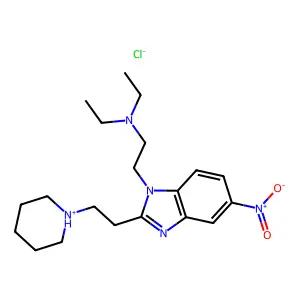Benzimidazole, 1-(2-diethylaminoethyl)-5-nitro-2-piperidinoethyl-, hydrochloride structure
