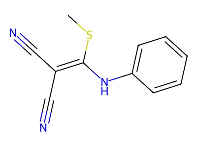 (Methylthio(phenylamino)methylene)methane-1,1-dicarbonitrile structure