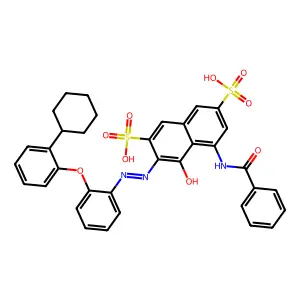 5-(Benzoylamino)-3-(2-(2-(2-cyclohexylphenoxy)phenyl)diazenyl)-4-hydroxy-2,7-naphthalenedisulfonic acid structure